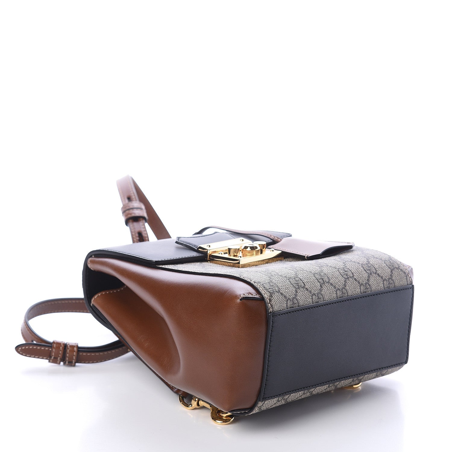 gucci padlock mini backpack Gucci GG Supreme Monogram Calfskin Padlock Backpack Beige Cuir Black 567710 – FASHIONPHILE