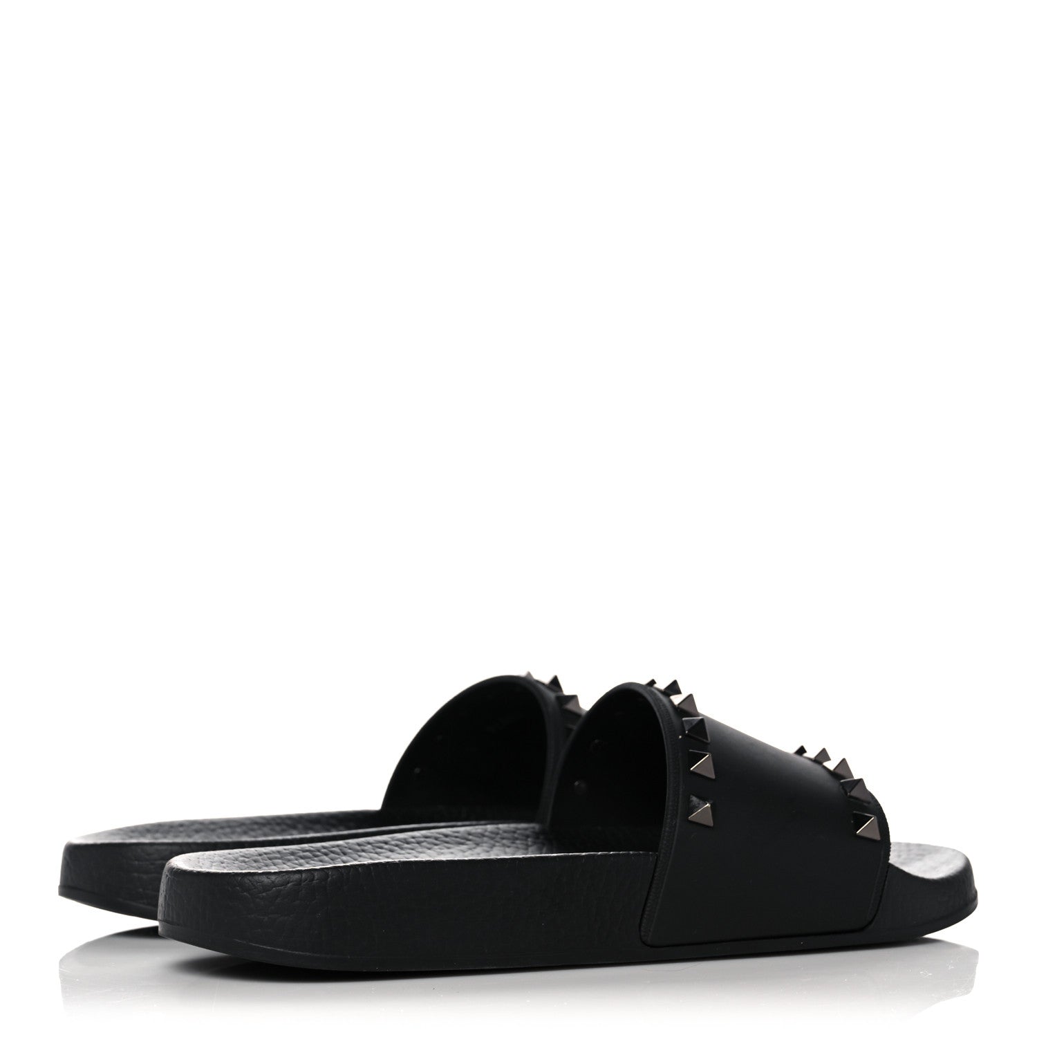 Valentino Garavani Rubber Rockstud Slide Sandals 38 Black 4 of 12