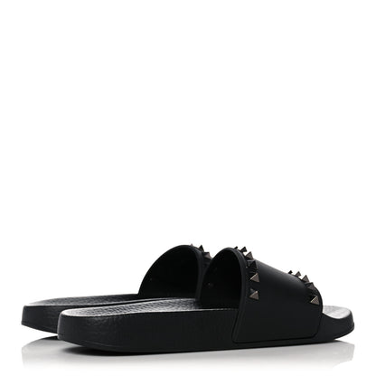 Valentino Garavani Rubber Rockstud Slide Sandals 38 Black 4 of 12