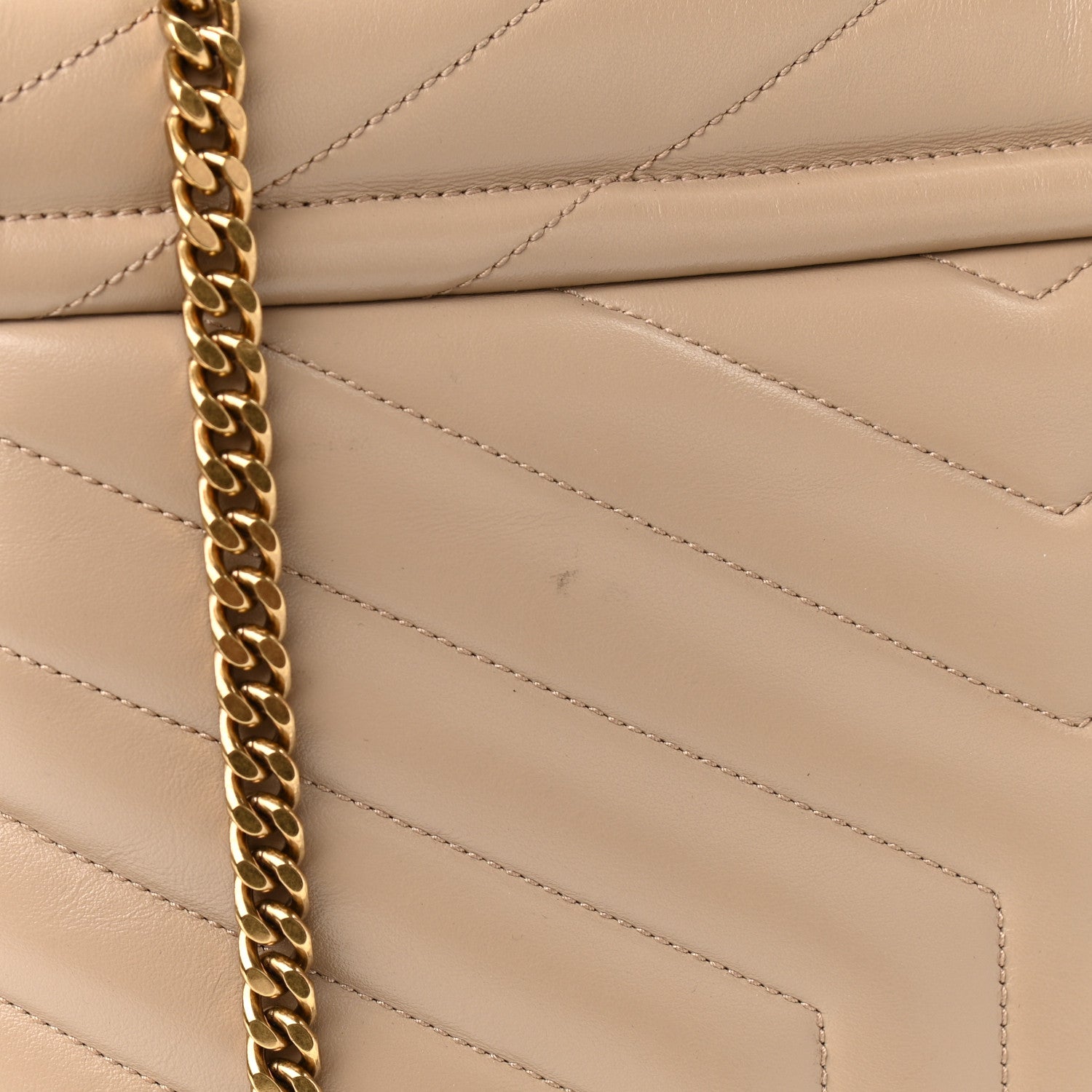 Saint Laurent Calfskin Y Quilted Monogram Medium Loulou Chain Satchel Dark Latte 14 of 15