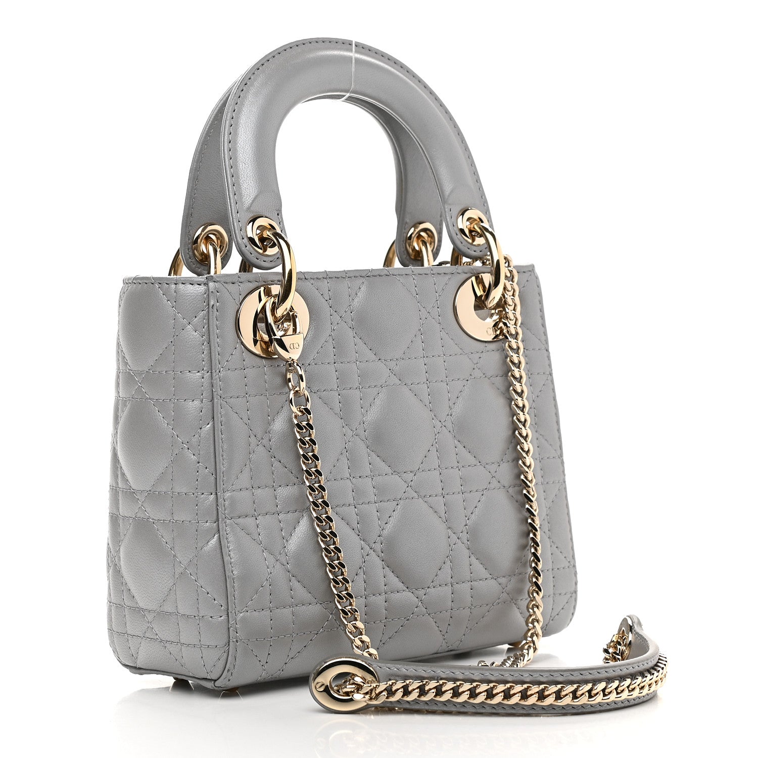 Christian Dior Metallic Lambskin Cannage Mini Lady Dior Grey 3 of 10