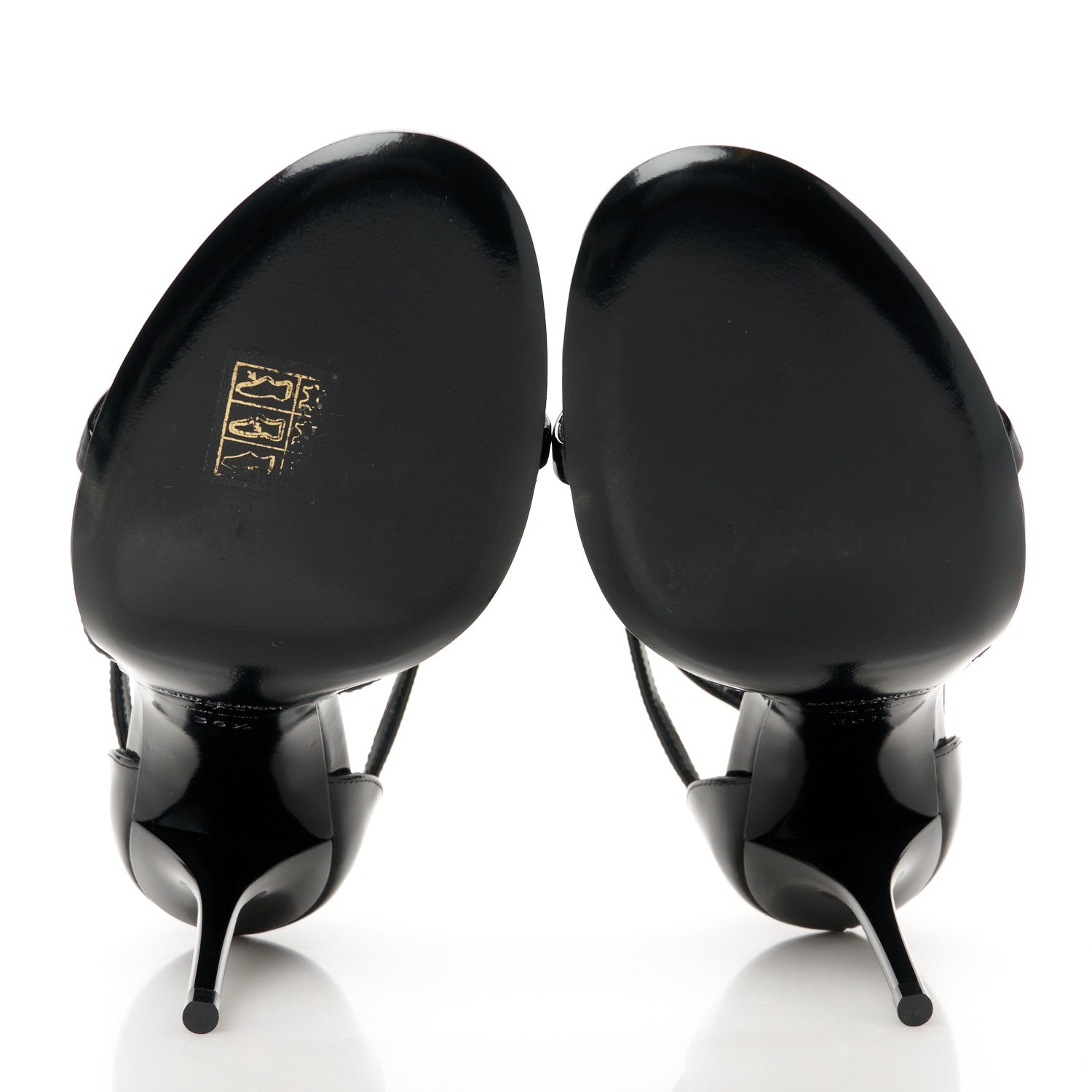 Saint Laurent Patent Cassandra 100 Ankle Strap Sandals 36.5 Black 6 of 9