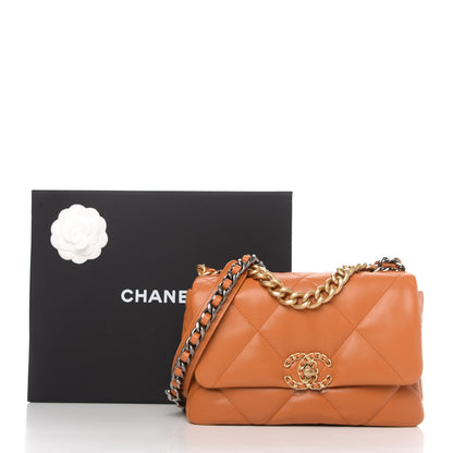 Chanel Lambskin Quilted Medium Chanel 19 Flap Light Brown 11 of 11