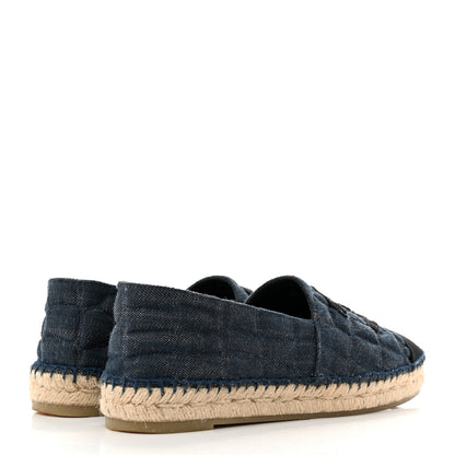 Chanel Denim Toile Embossed CC Espadrilles 39 Blue Black 4 of 8