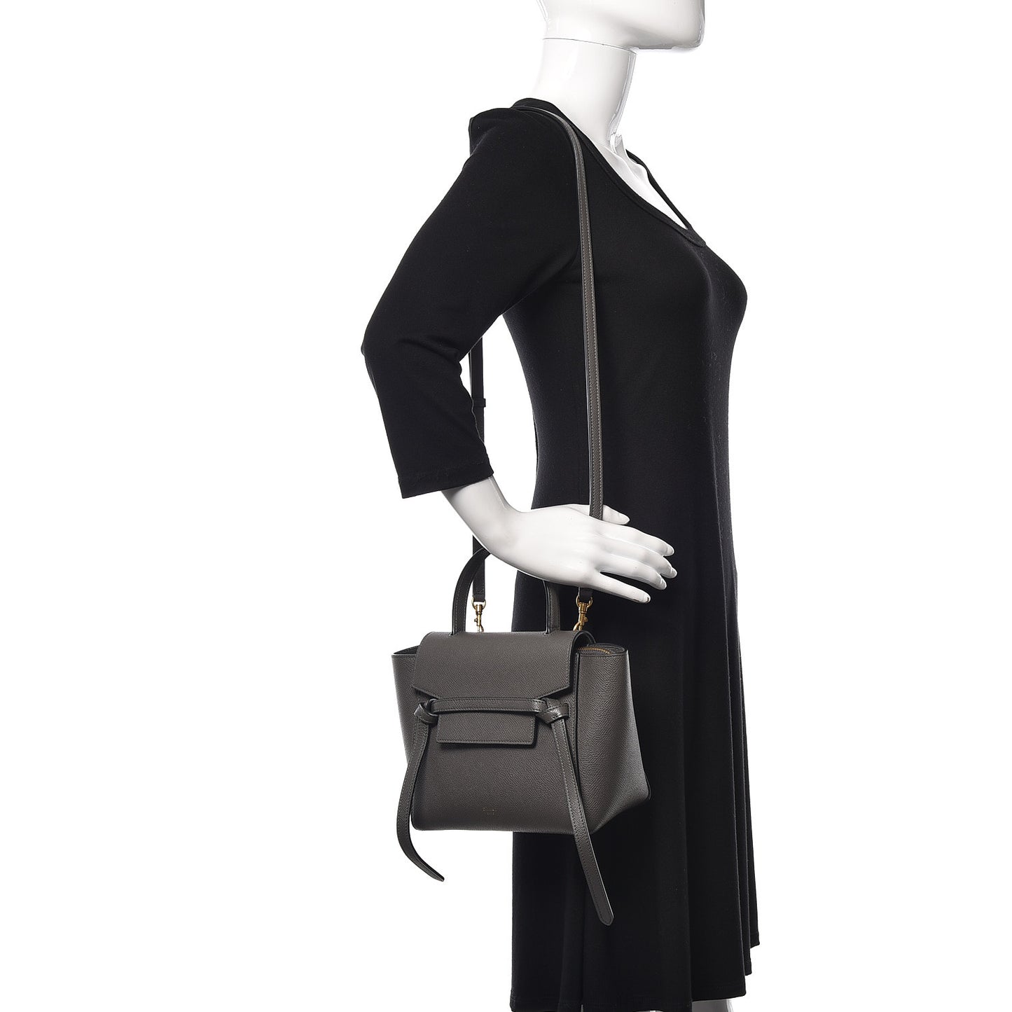Grained Calfskin Nano Belt Bag Grey