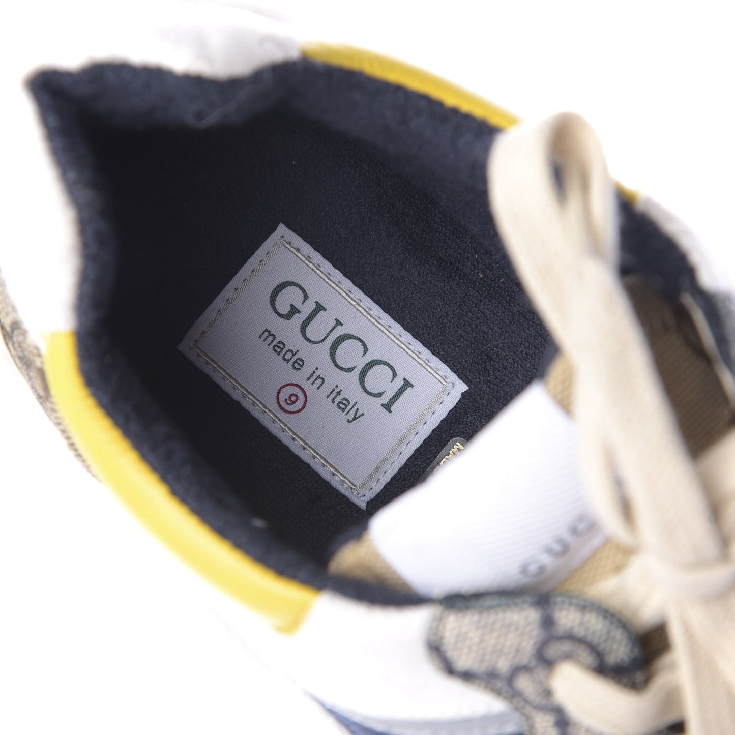 GG Supreme Monogram Mix Monogram Mens Rhyton Sneakers 9 London Blue Beige Sun Yellow