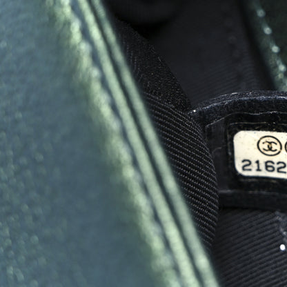 Chanel Iridescent Goatskin Quilted Medium Boy Flap Green 7 of 11