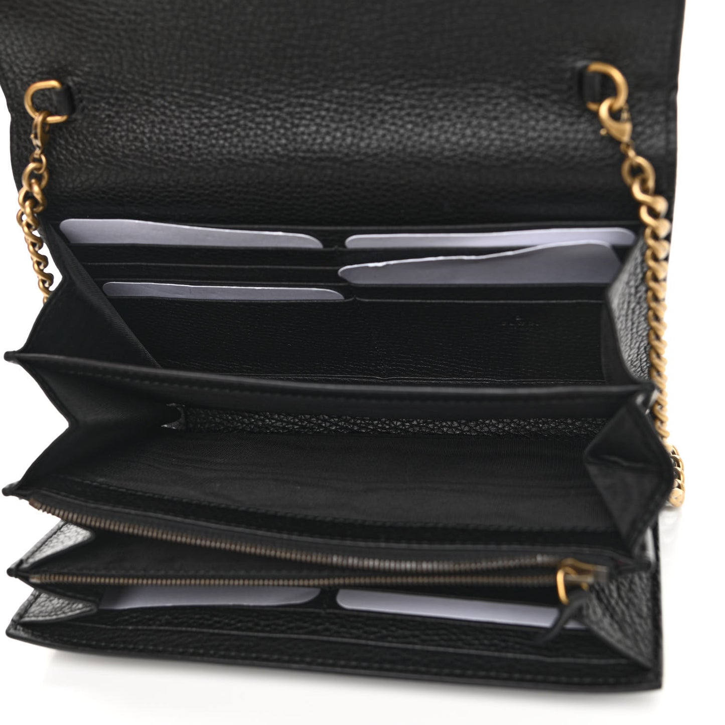 Calfskin GG Marmont Chain Wallet Black