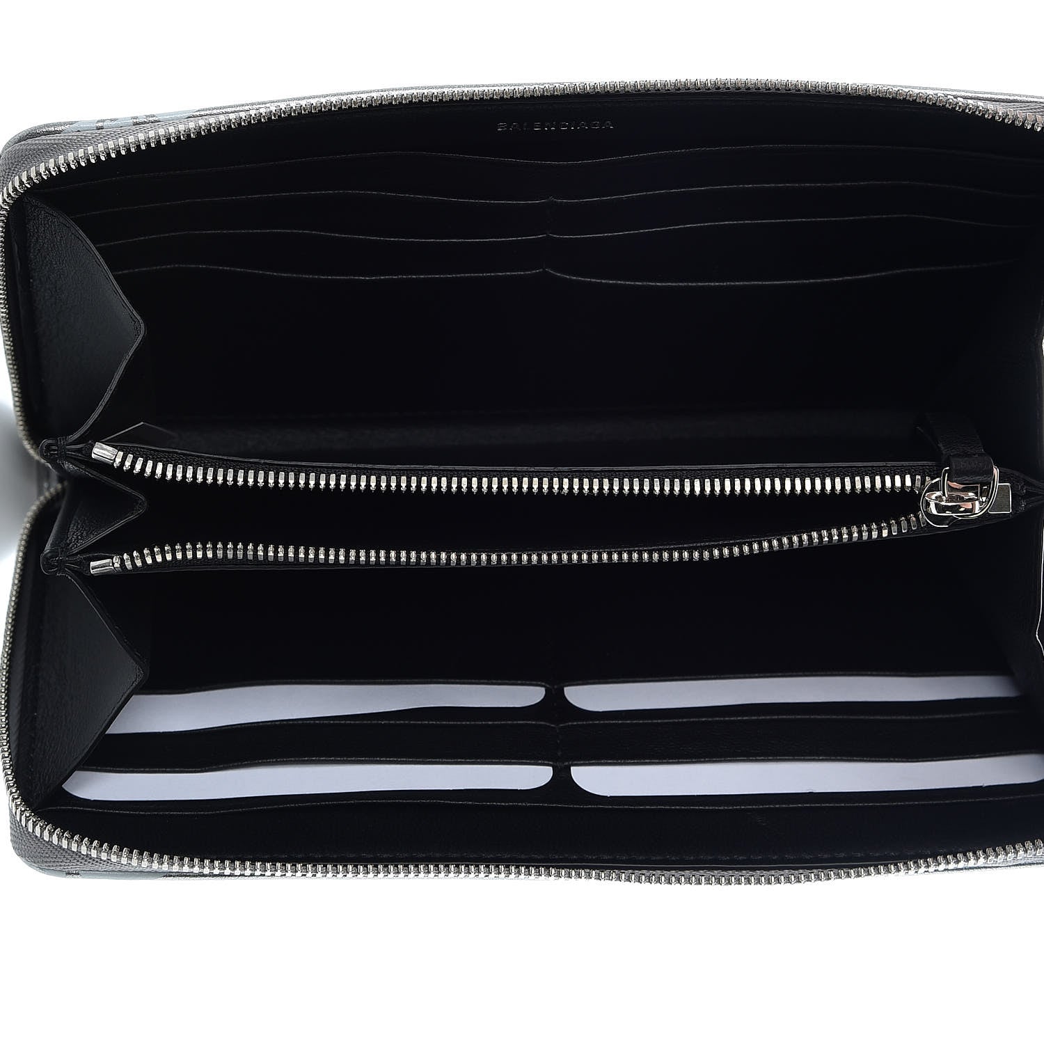 Balenciaga Metallic Calfskin Losange Monogram Everyday Continental Zip Around Wallet Silver Black White 5 of 9