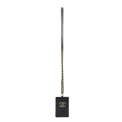 Chanel Shiny Goatskin Quilted 19 Card Holder On Chain Black 1 of 6