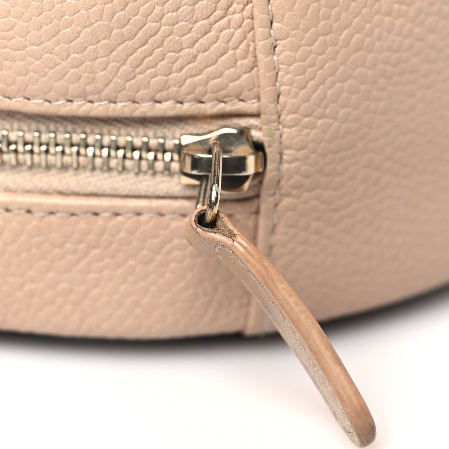 Caviar Quilted Round Filigree Crossbody Beige Black