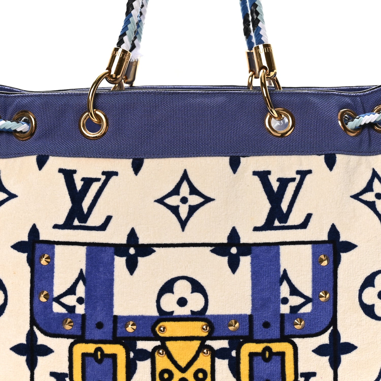 Louis Vuitton Cotton Monogram Eponge Cabas Blue 7 of 9