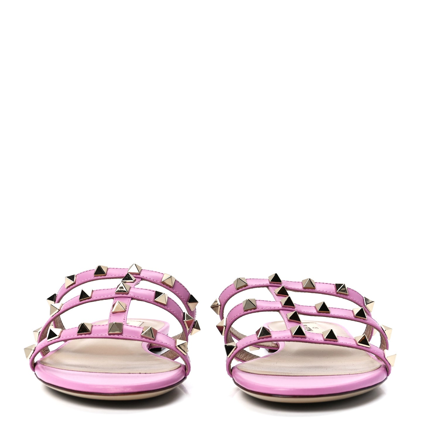 Nappa Rockstud Caged Flat Slide Sandals 38.5 Giacinto
