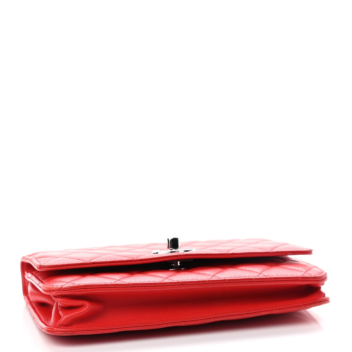 Lambskin Quilted Trendy CC Wallet On Chain WOC Red