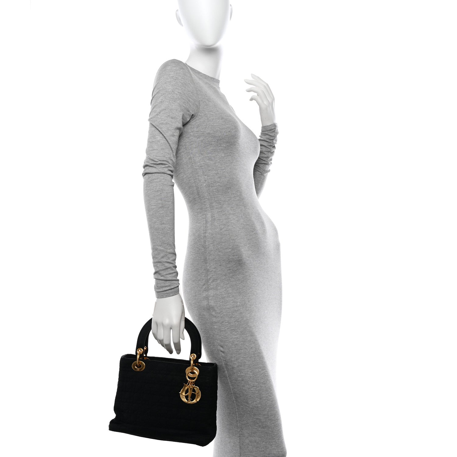 Christian Dior Nylon Cannage Medium Lady Dior Black 2 of 17