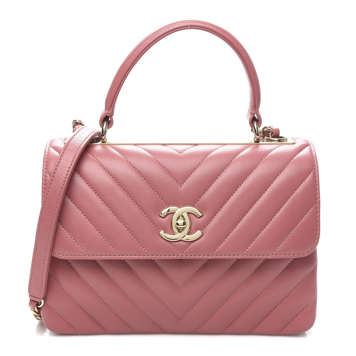 Chanel Lambskin Chevron Quilted Small Trendy CC Dual Handle Flap Bag Light Pink 1 of 10