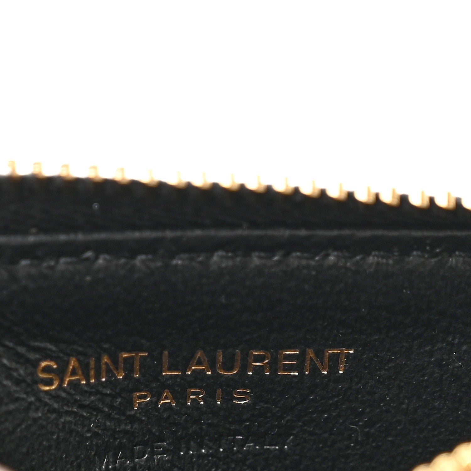 Saint Laurent Grain De Poudre Matelasse Chevron Monogram Fragments Zippered Card Case Black 6 of 7