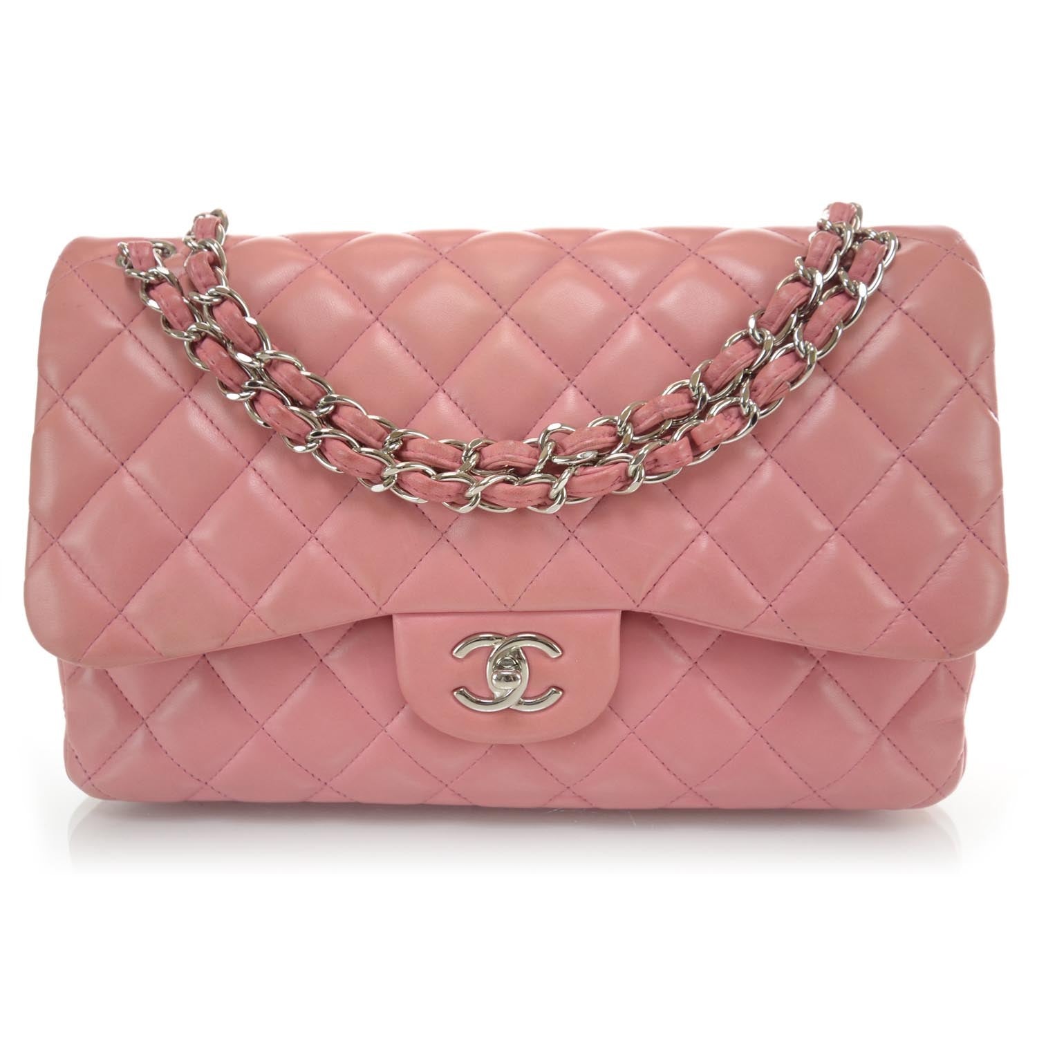 Chanel Lambskin Quilted Jumbo Double Flap Pink 1 of 10