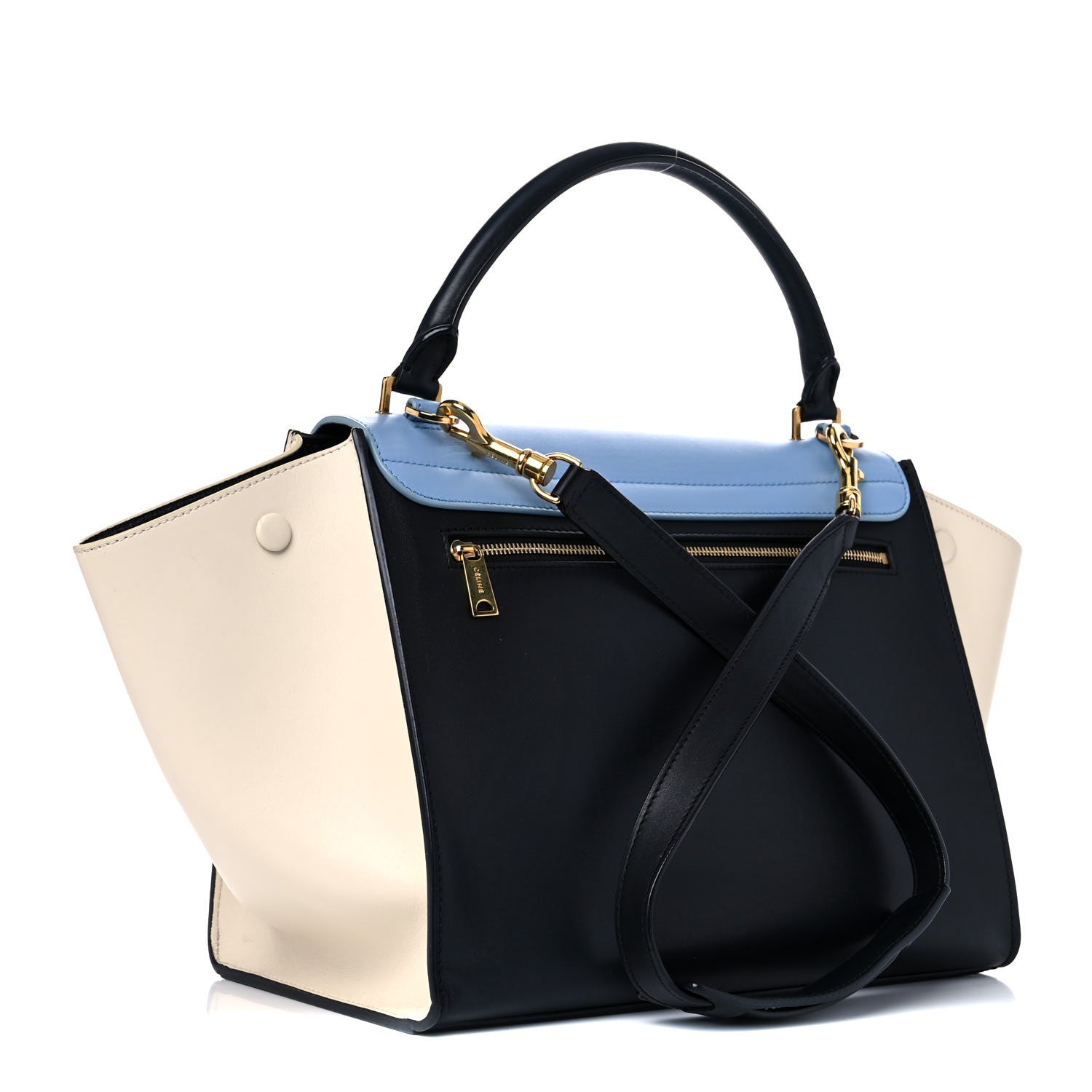 Celine Smooth Calfskin Medium Tri-Color Trapeze Blue Lavender 3 of 20
