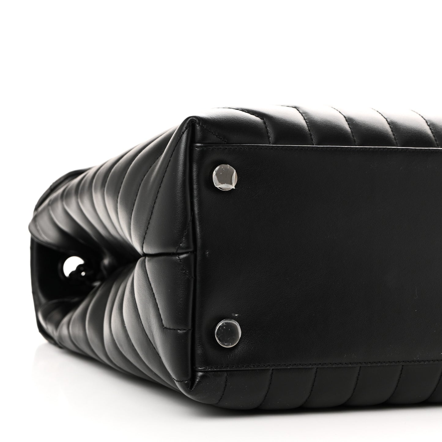Calfskin Y Quilted Monogram Monochrome Large Loulou Chain Satchel Black