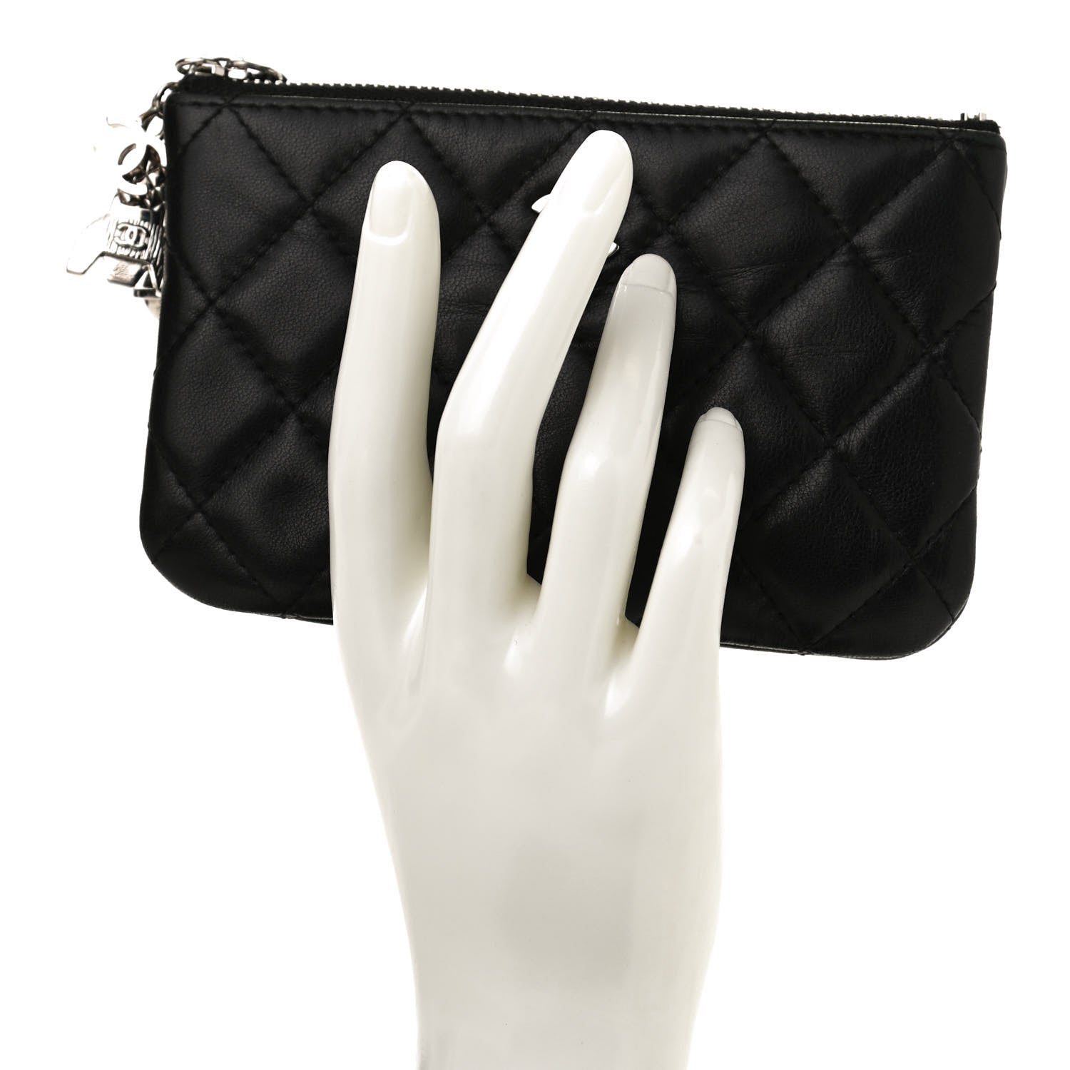 Chanel Lambskin Quilted Small Cosmo Cosmetic Case Black 2 of 9
