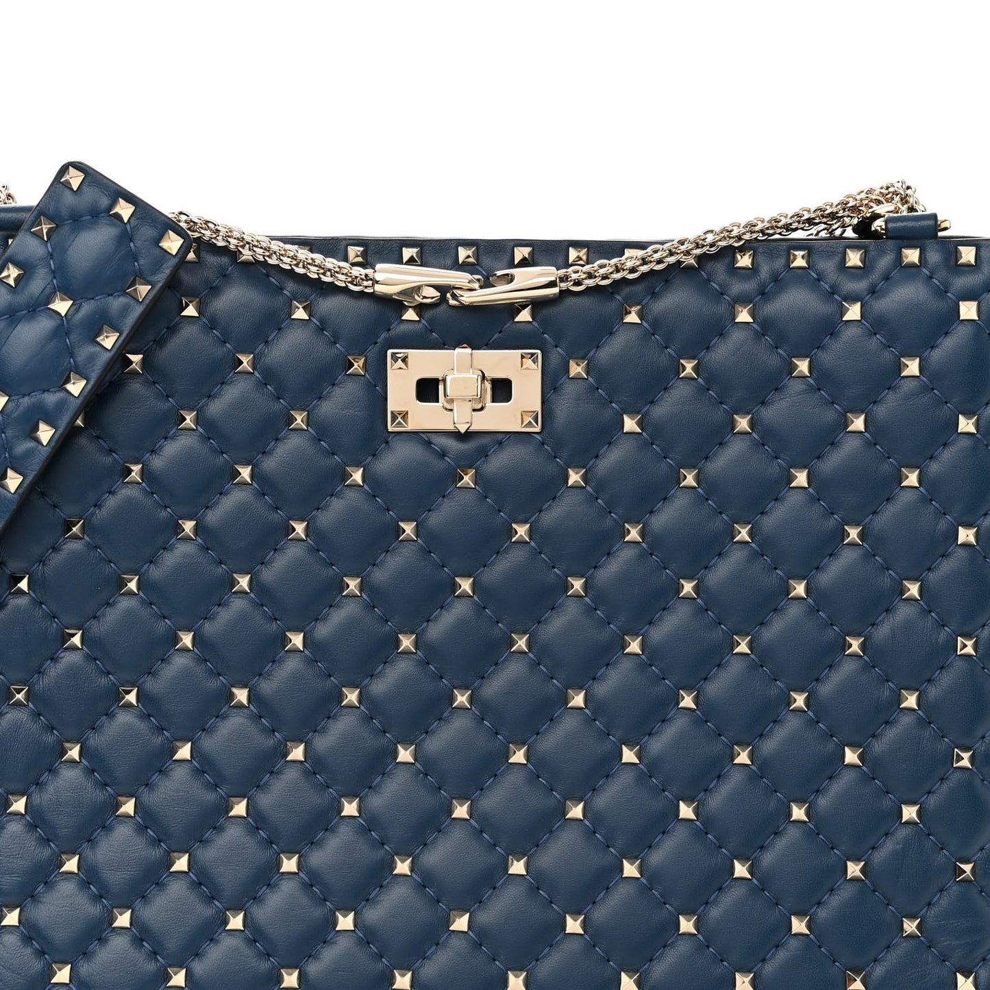 Nappa Rockstud Spike Shoulder Tote Pure Blue