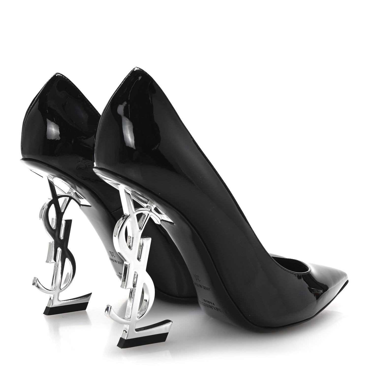 Saint Laurent Patent Opyum 110 Pumps 36 Black Silver 5 of 9