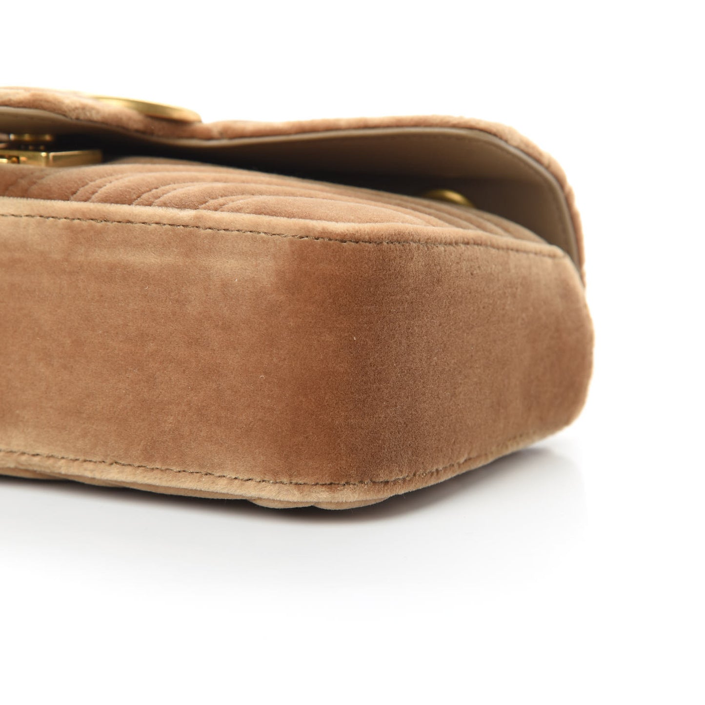 Velvet Matelasse Mini GG Marmont Shoulder Bag Taupe