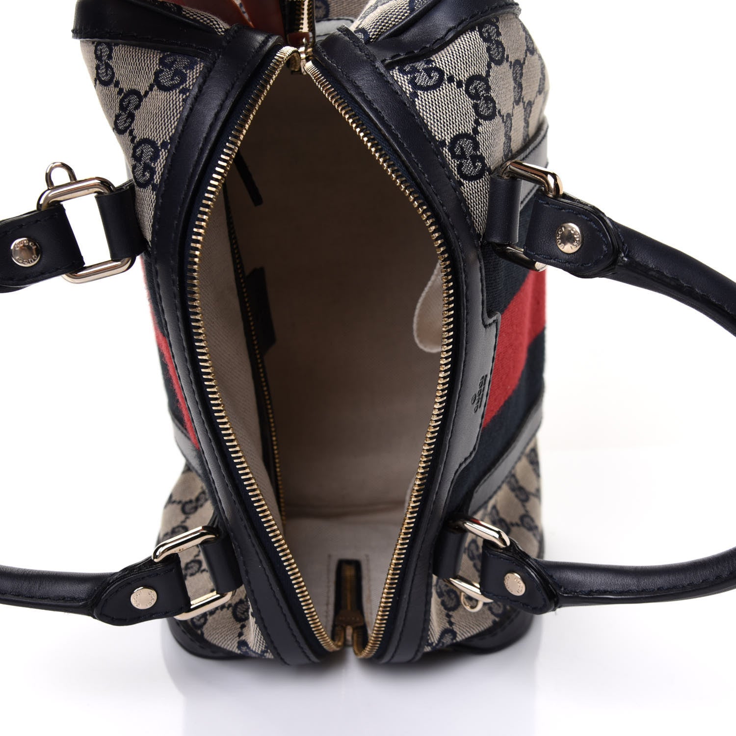 Gucci Monogram Vintage Web Small Boston Navy 4 of 11
