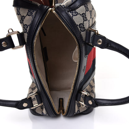Gucci Monogram Vintage Web Small Boston Navy 4 of 11