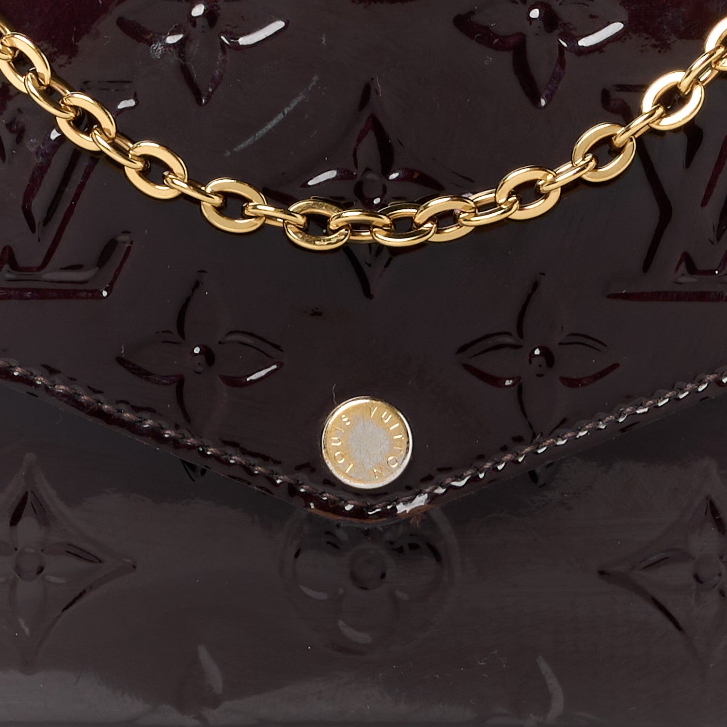 Louis Vuitton Vernis Pochette Felicie Chain Wallet Amarante 8 of 12