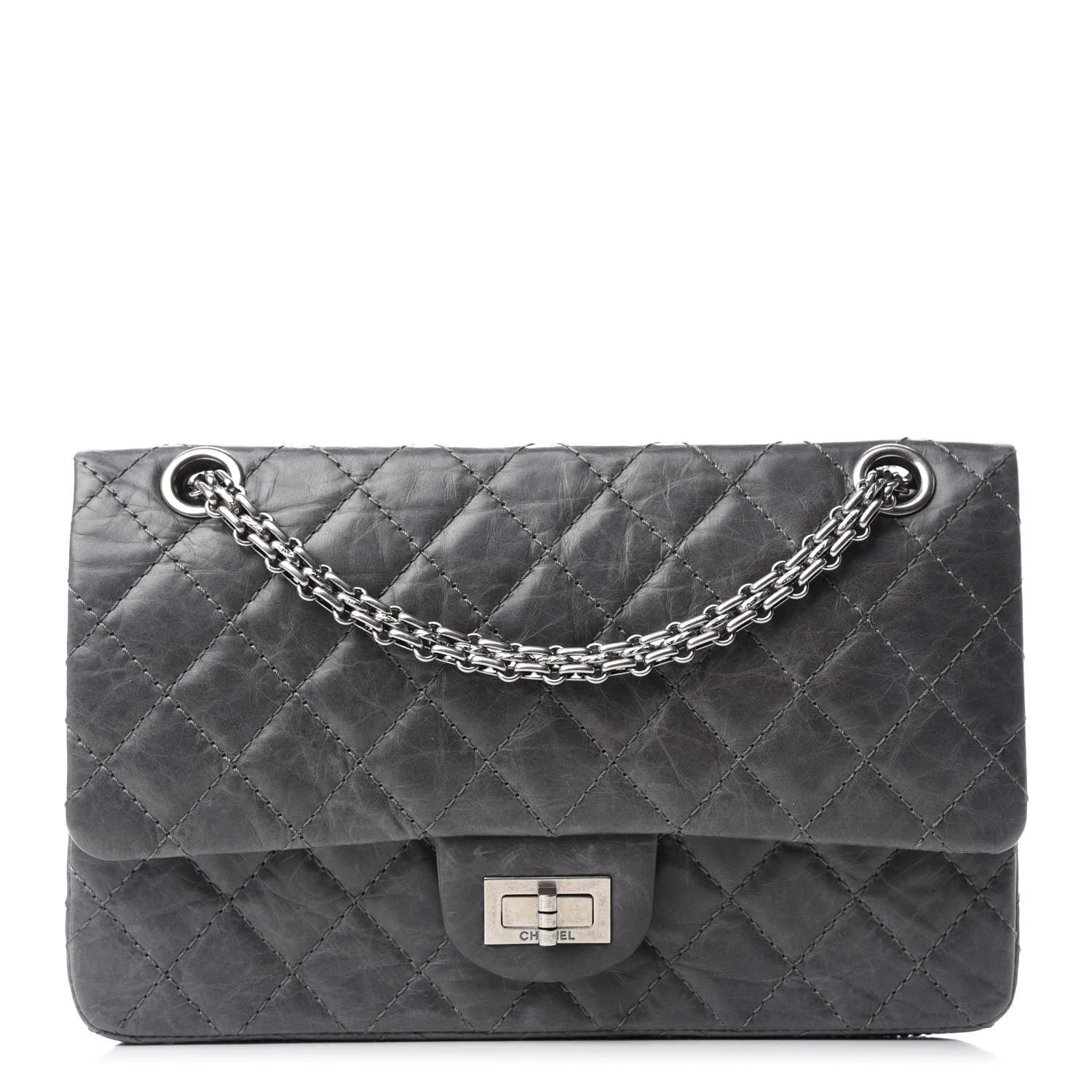 Chanel Aged Calfskin Quilted 50th Anniversary 2.55 Reissue 225 Flap Grey 1 of 12