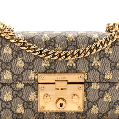Gucci GG Supreme Monogram Bees Small Padlock Shoulder Bag Black 8 of 14