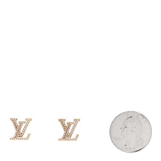 Metal Crystal LV Iconic Earrings Gold