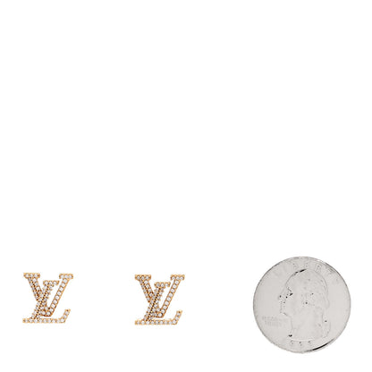 Louis Vuitton Metal Crystal LV Iconic Earrings Gold 2 of 6