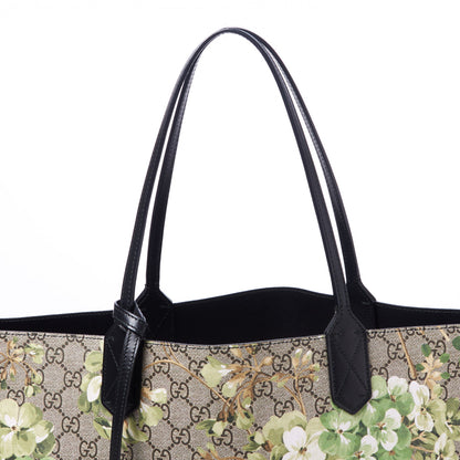 Gucci GG Supreme Monogram Blooms Medium Reversible Tote Beige New Military Black 6 of 9