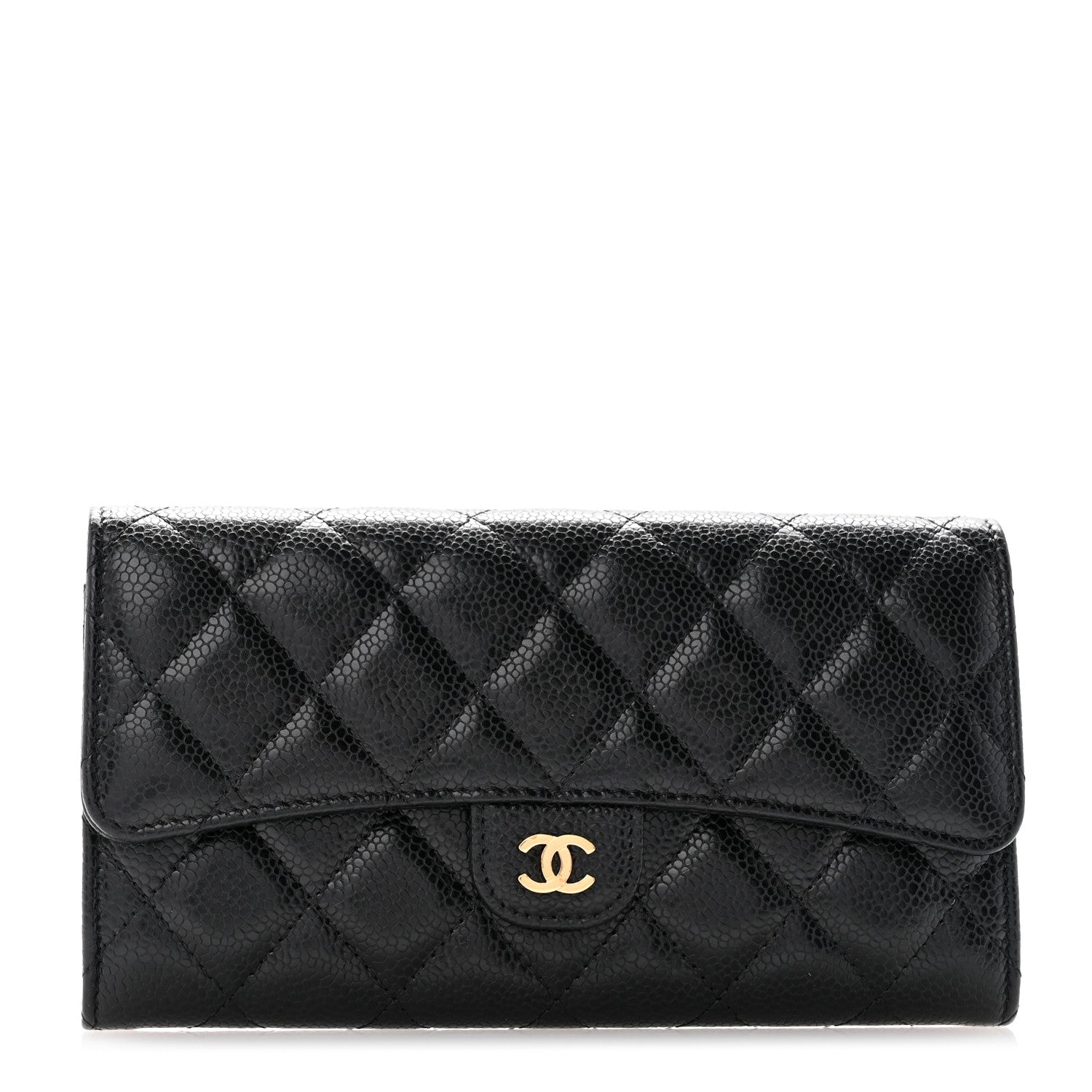 Chanel Caviar Quilted Large Gusset Flap Wallet Black 1 of 9