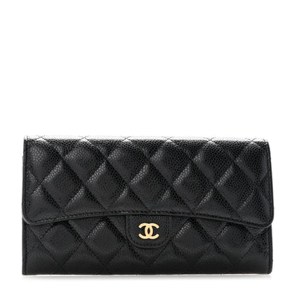 Chanel Caviar Quilted Large Gusset Flap Wallet Black 1 of 9