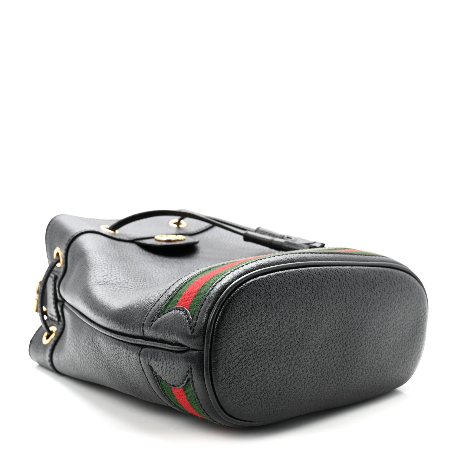 Gucci Glazed Textured Calfskin Web Small Ophidia Bucket Bag Black 4 of 10