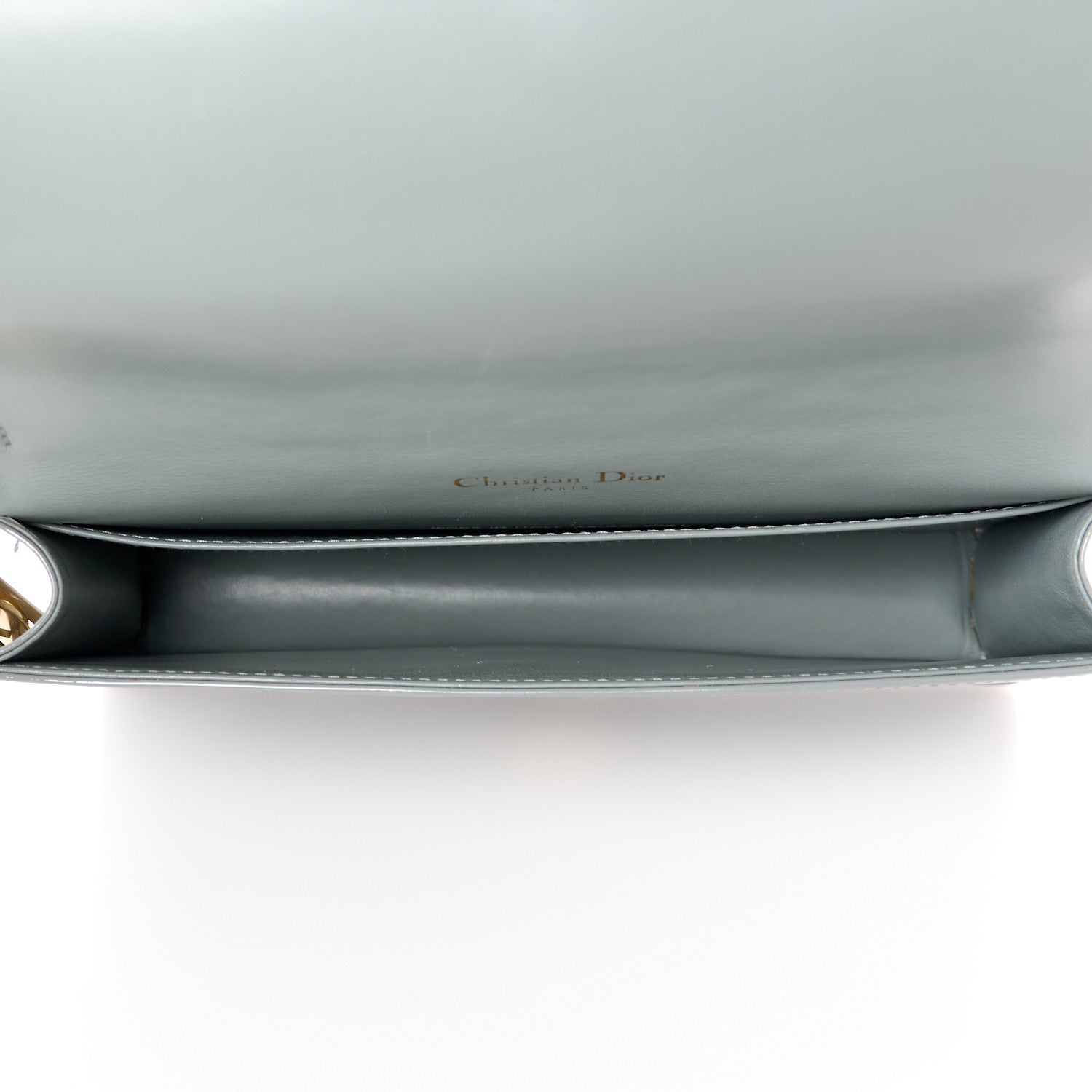 Christian Dior Patent Cannage Lady Dior Chain Wallet Denim 6 of 16