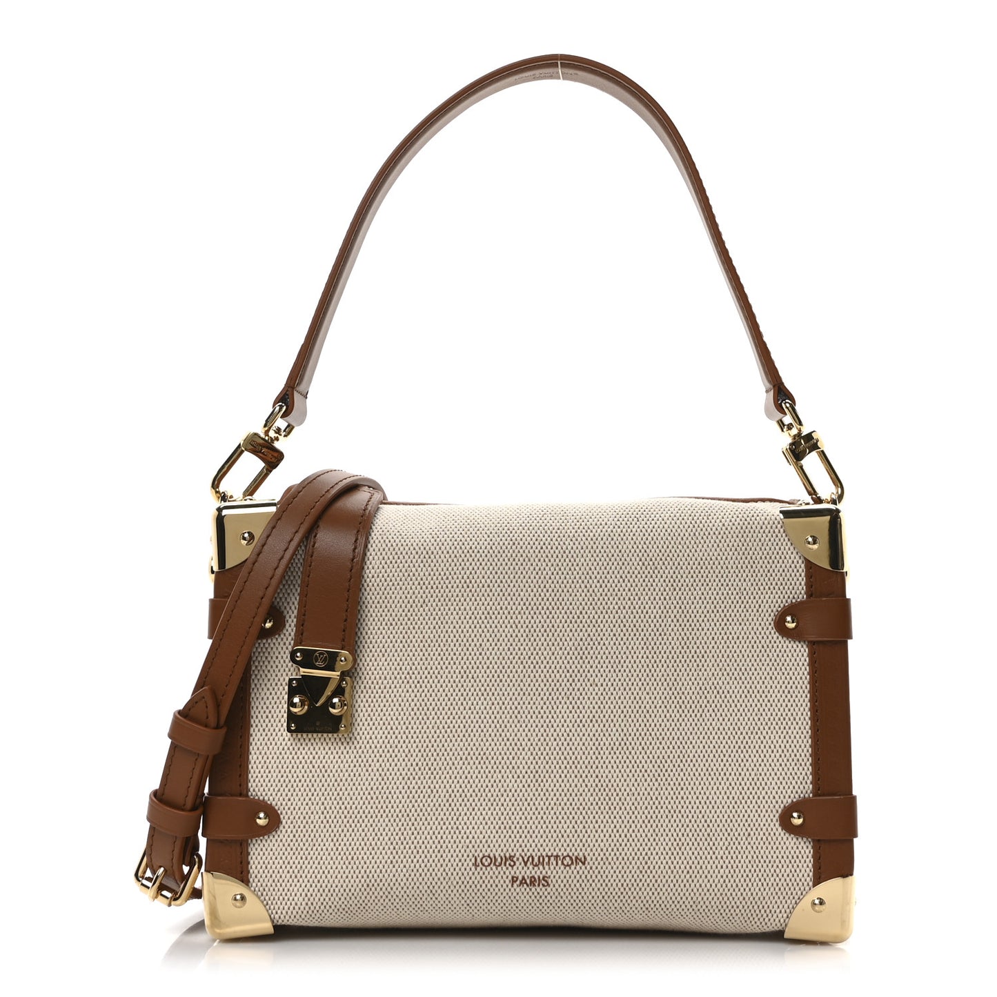 Canvas Side Trunk MM Ecru Cognac
