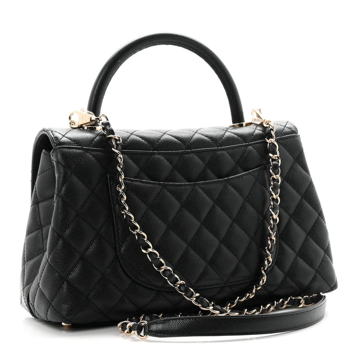 Caviar Quilted Small Coco Handle Flap Black