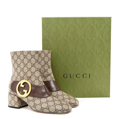 Gucci GG Supreme Monogram Malaga Kid Blondie 55mm Ankle Boots 38.5 Beige Ebony New Acero 10 of 10