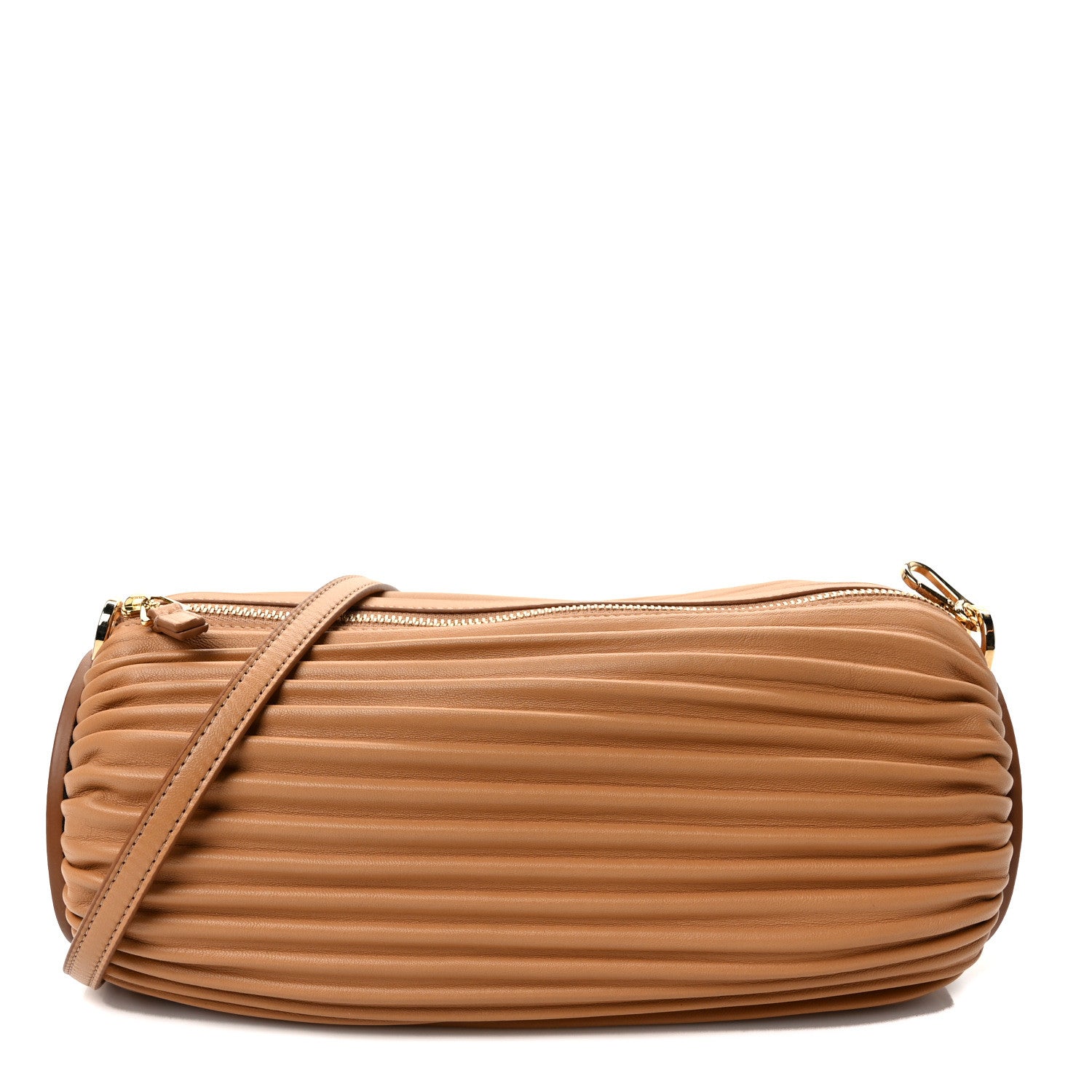 Loewe Lambskin Pleated Bracelet Pouch Shoulder Bag Warm Desert 1 of 8