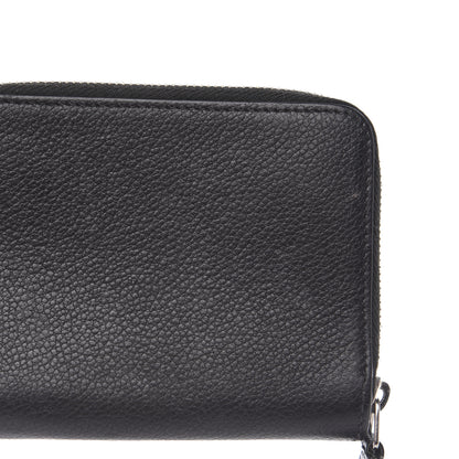 Saint Laurent Grained Calfskin Rive Gauche Compact Zip Around Wallet Black 6 of 9