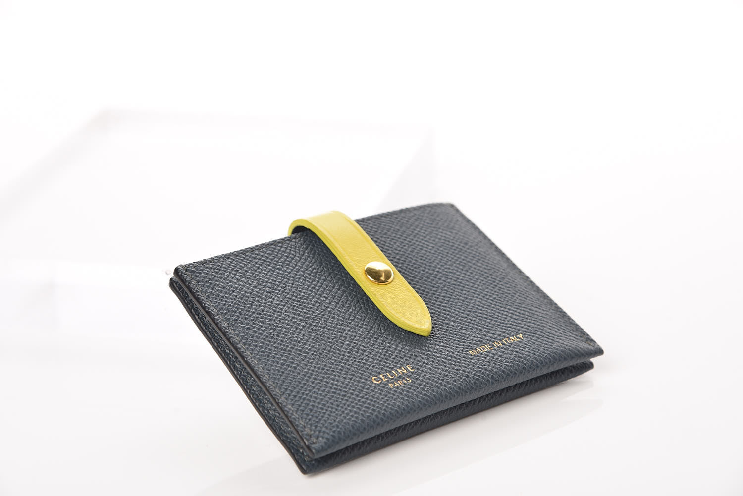 Celine Grained Shiny Calfskin 2 Compartment Card Holder Slate 4 of 7