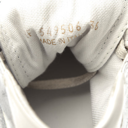 Saint Laurent Distressed Calfskin Bedford Logo-Appliqued Hightop Sneakers 36 Argento Cream White 10 of 11