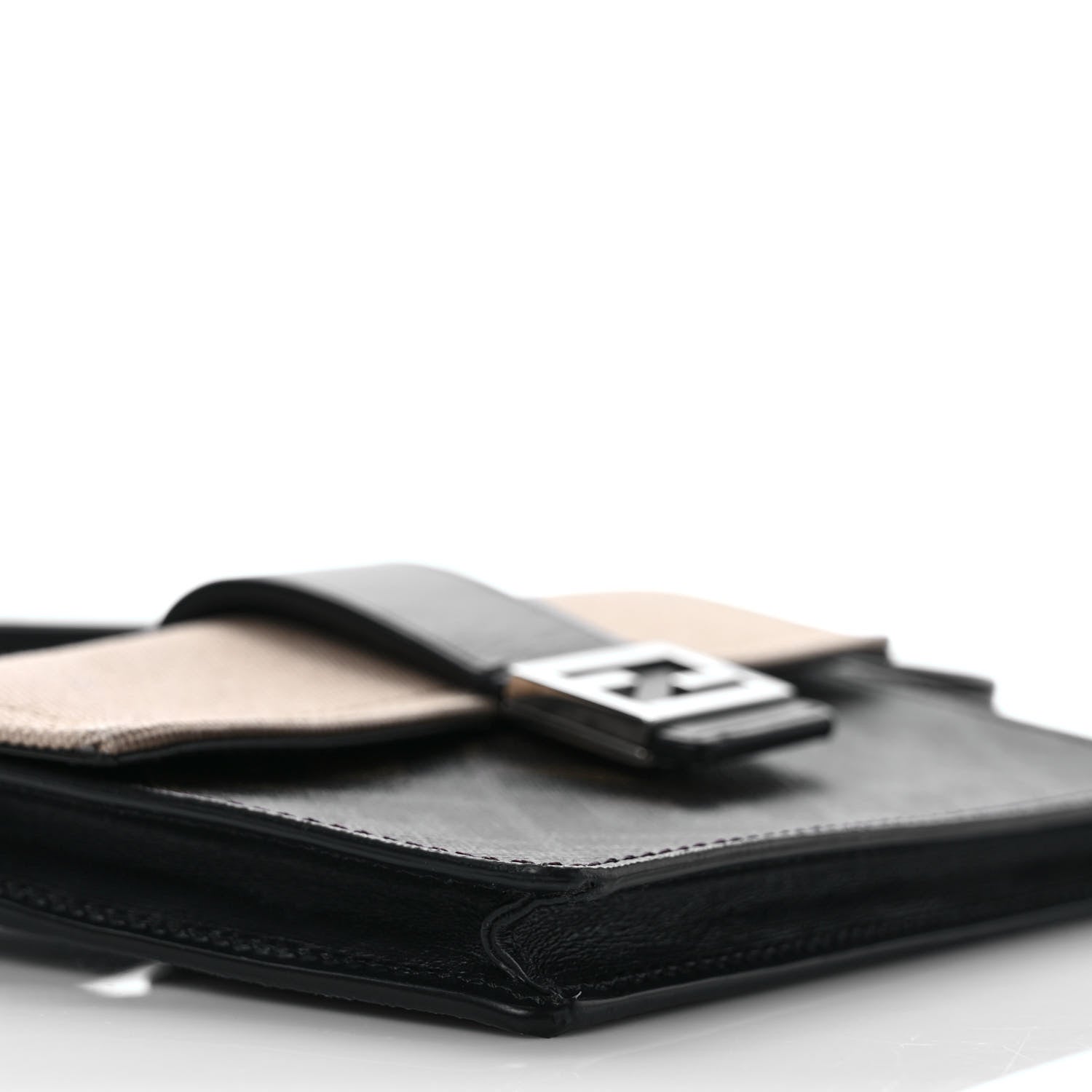 Fendi Glazed Fabric Cotton Vitello King Aura FF 1974 Baguette Belt Pouch Tobacco Moro Sand Black 7 of 8