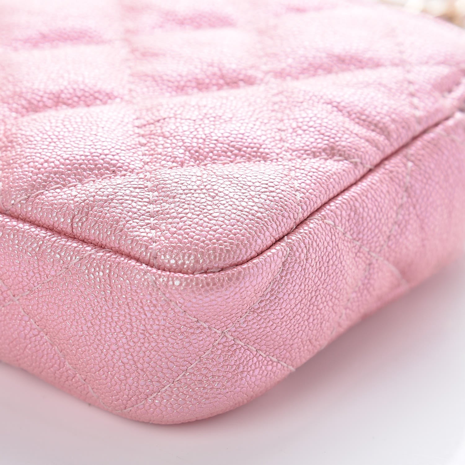 Chanel Iridescent Caviar Quilted Small Clutch With Chain Pink 21 of 22