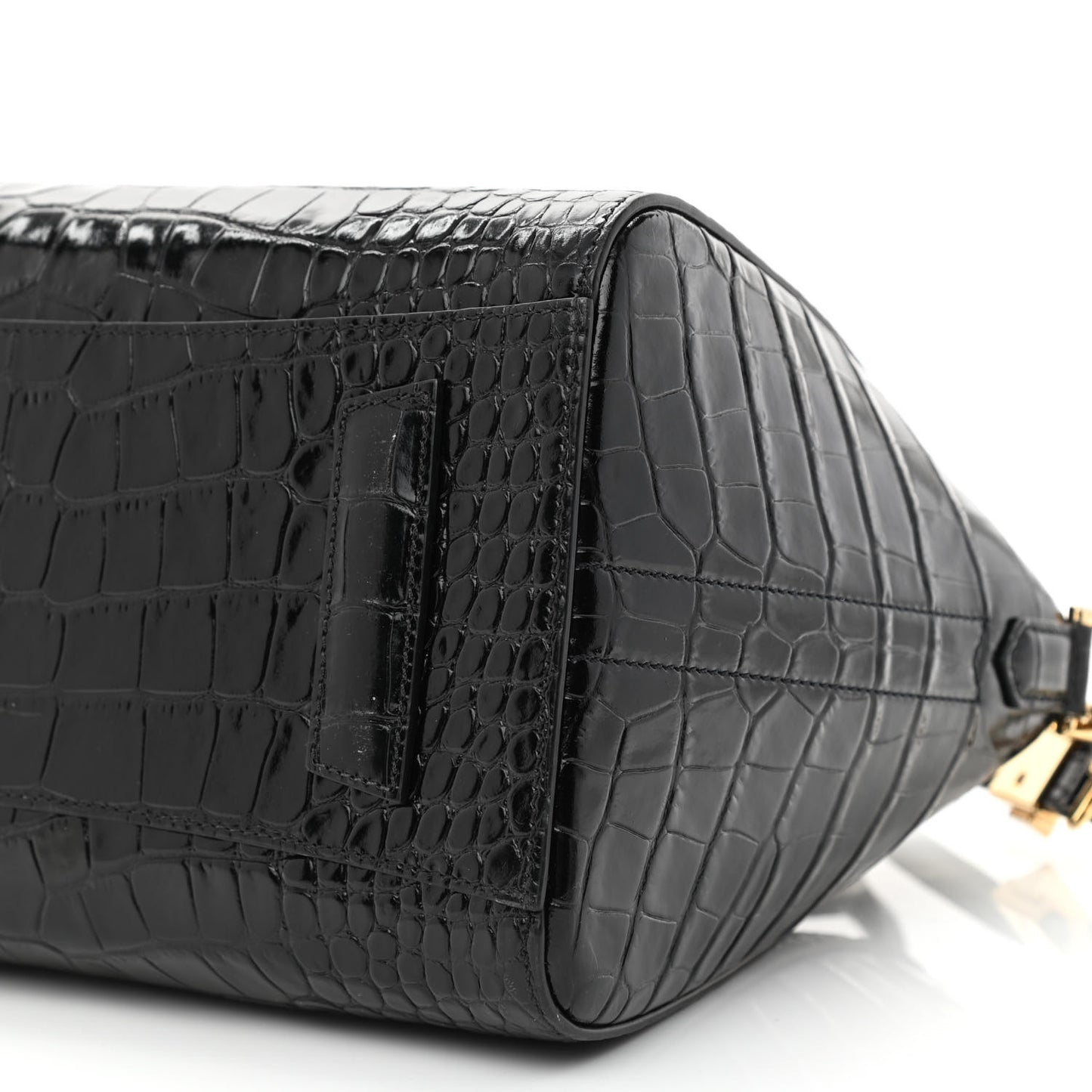 Calfskin Crocodile Embossed Small Antigona Black